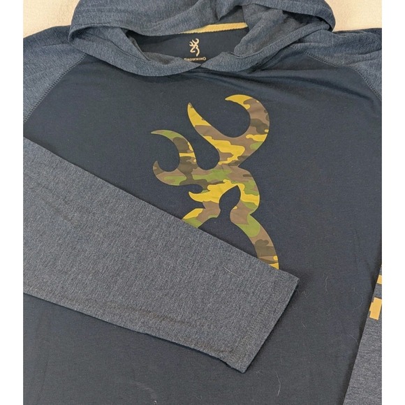 NWT Browning Men's Hoodie Blue XL "Lucas" Camo Logo - Picture 1 of 9